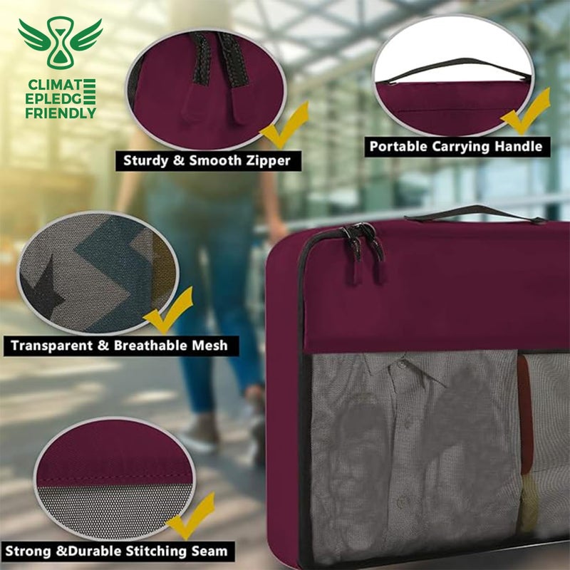 BAGAIL 8 Set/9 Set Packing Cubes Luggage Packing Organizer for Travel, Suitcase Packing Bags for Travel Accessories(Burgundy, 8 Set) - Image 3